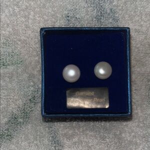 Elegant White Pearl Stud Earrings in Velvet Box
